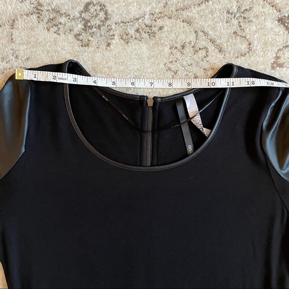 Kensie Black Bodycon Peplum Dress with Faux Leather Sleeves Size Small - Picture 5 of 8